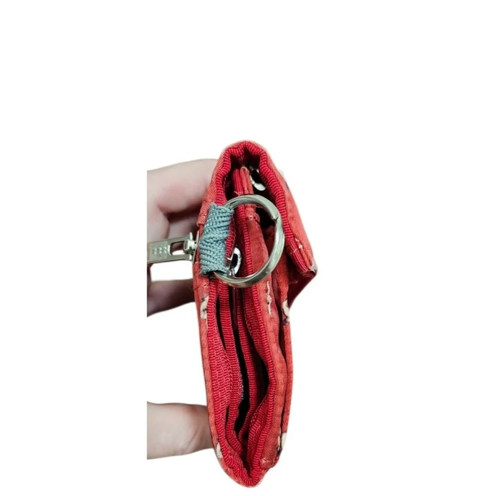 Porter Tokyo Japan Red Canvas Wallet Zip Coin Key Ring Small Trifold